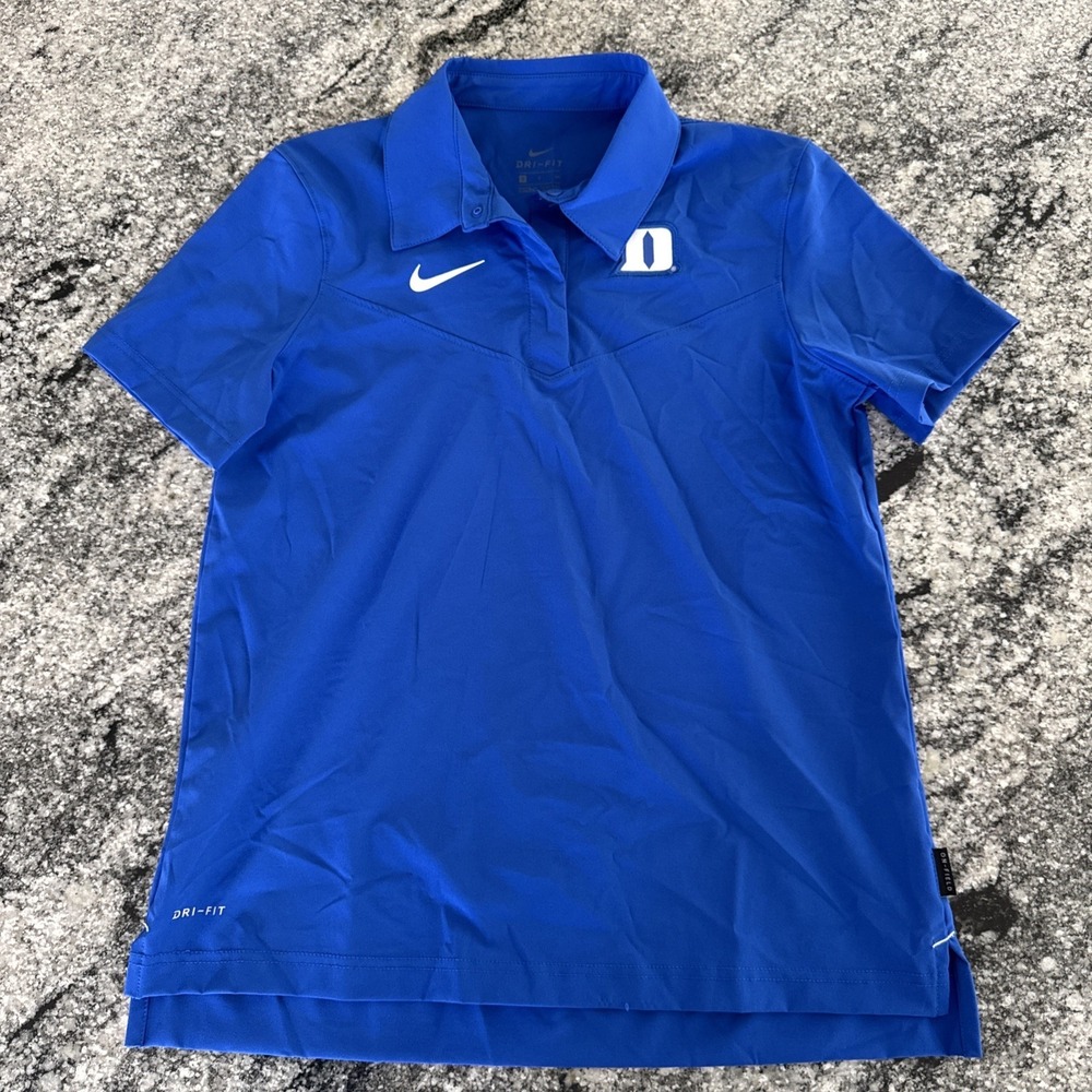 Blue Nike Dri-Fit Duke Blue Devils Casual Polo Shirt Woman's S Small On Field